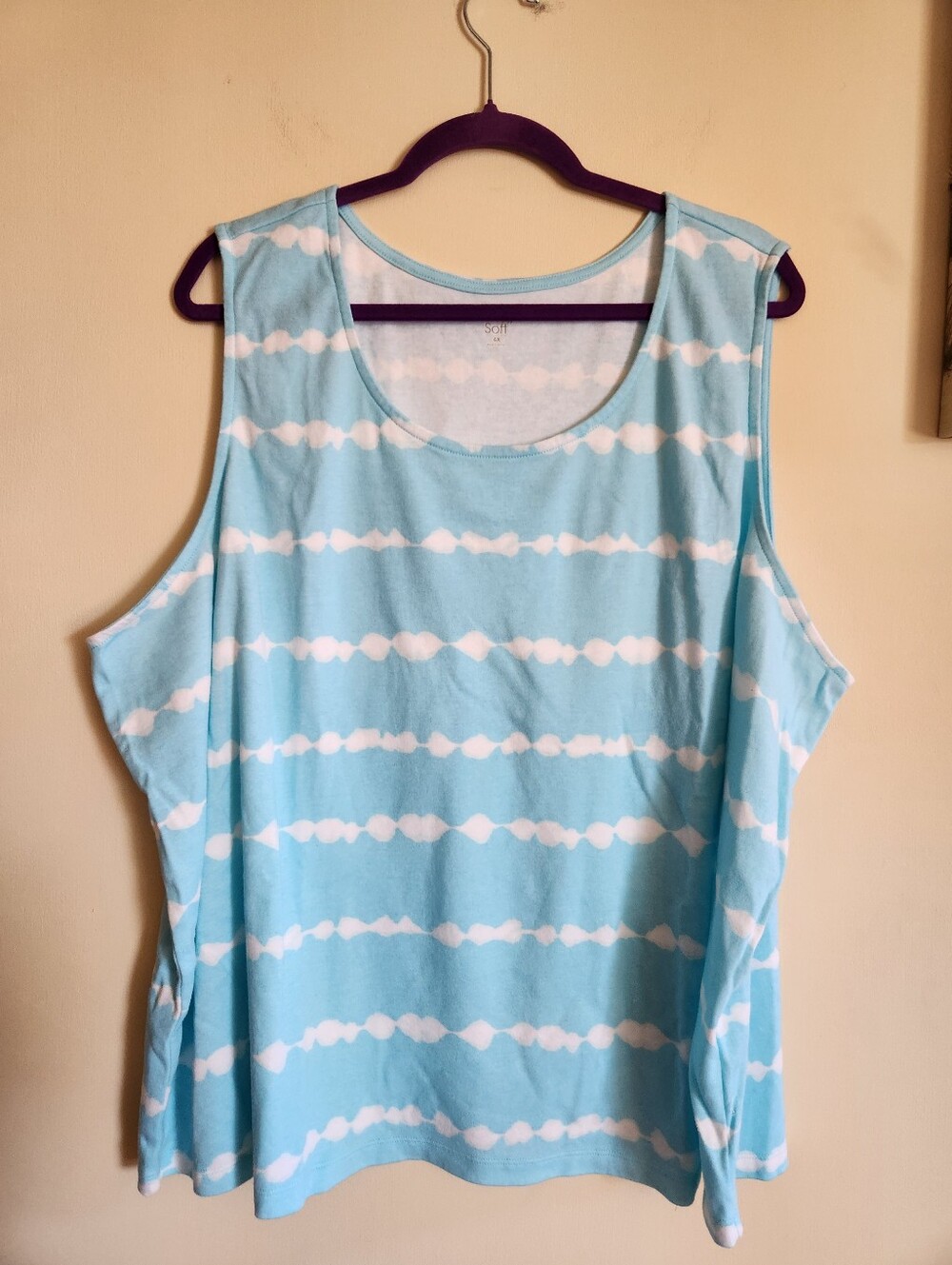 Kim Rogers Plus Size Tank Top Bubble Stripes Blue